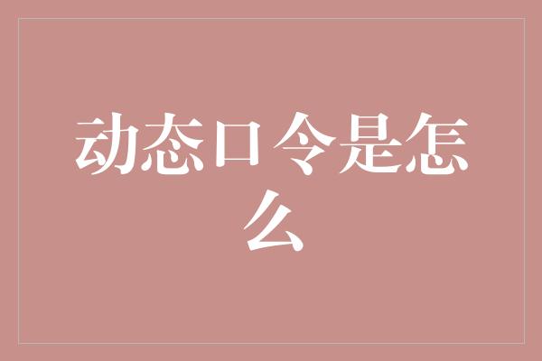 动态口令是怎么