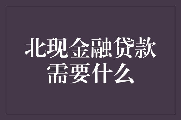 北现金融贷款需要什么