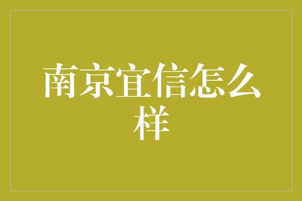 南京宜信怎么样