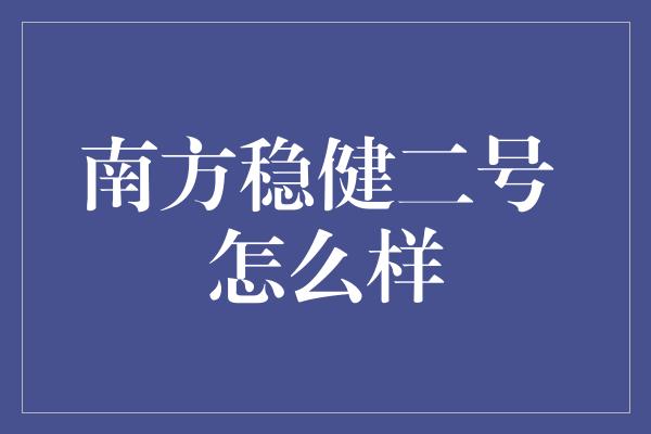 南方稳健二号 怎么样