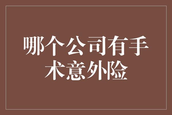 哪个公司有手术意外险