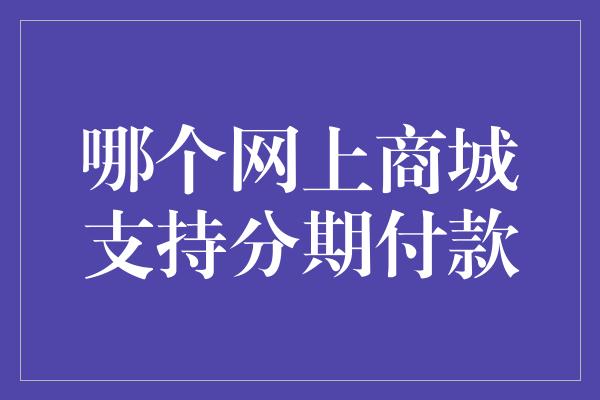 哪个网上商城支持分期付款