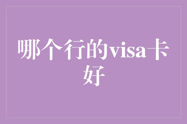 哪个行的visa卡好