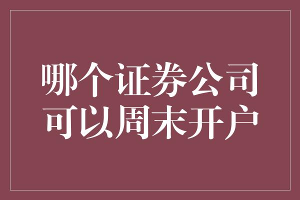 哪个证券公司可以周末开户