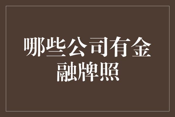 哪些公司有金融牌照