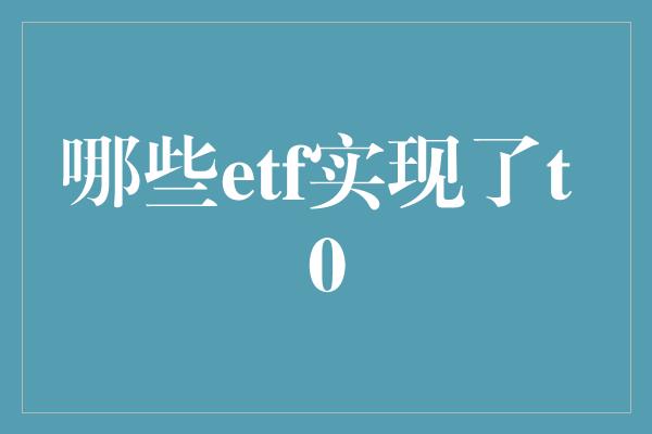 哪些etf实现了t 0