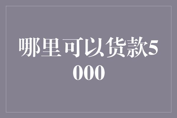 哪里可以货款5000