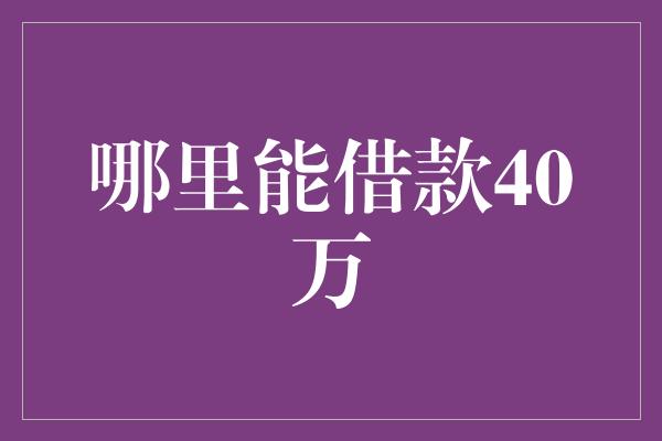 哪里能借款40万