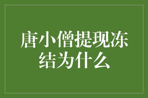 唐小僧提现冻结为什么