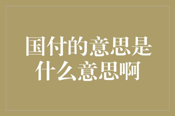 国付的意思是什么意思啊