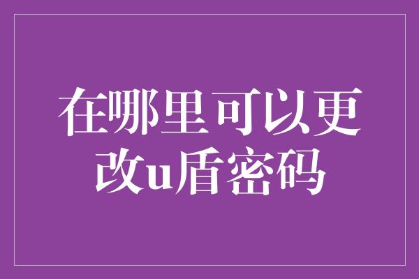 在哪里可以更改u盾密码