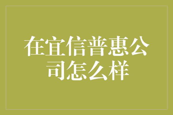 在宜信普惠公司怎么样