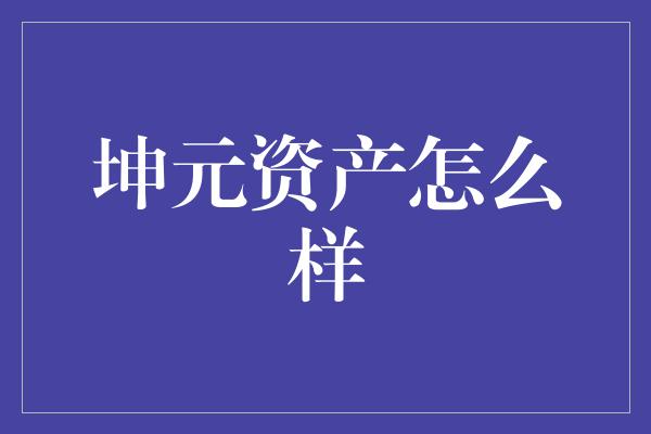 坤元资产怎么样