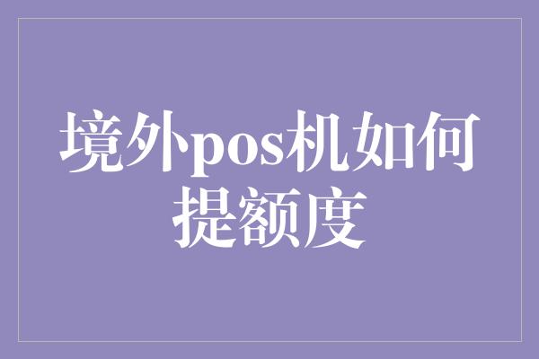 境外pos机如何提额度