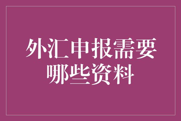 外汇申报需要哪些资料