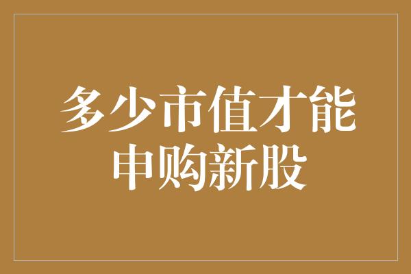 多少市值才能申购新股