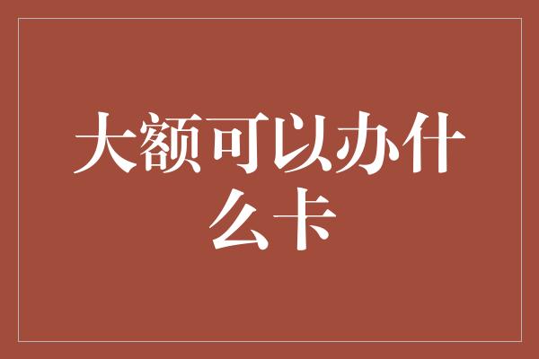 大额可以办什么卡