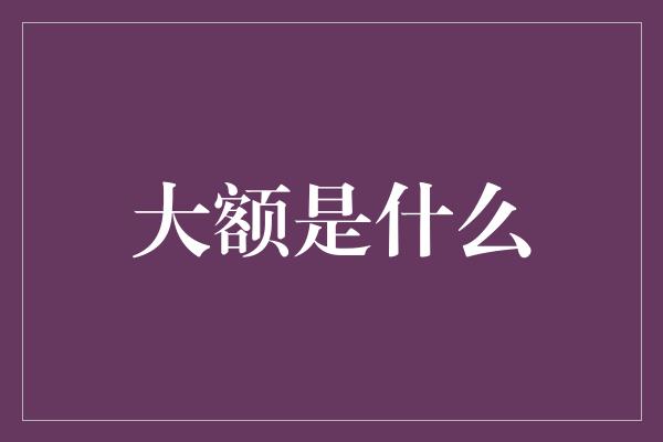 大额是什么