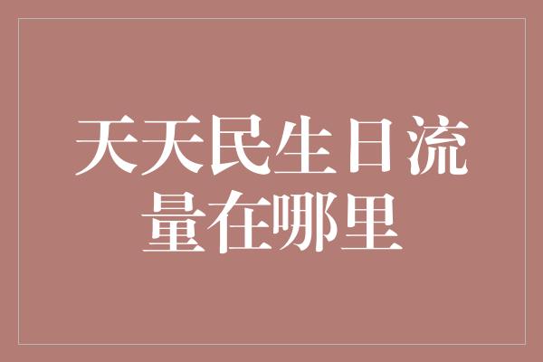 天天民生日流量在哪里