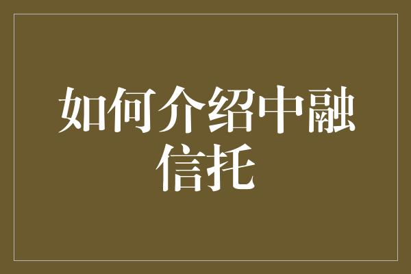 如何介绍中融信托