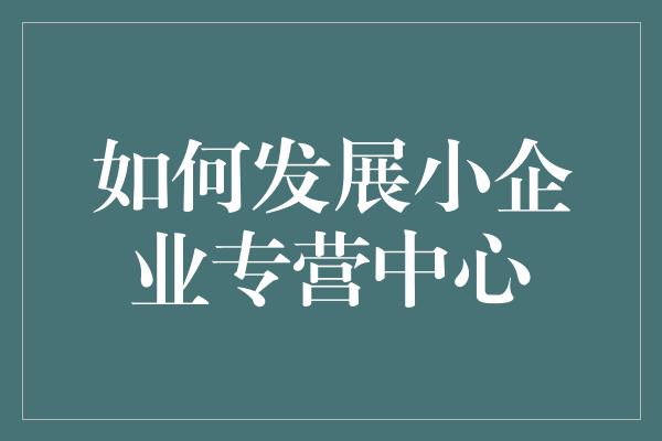 如何发展小企业专营中心