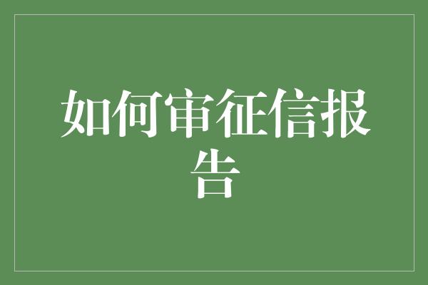 如何审征信报告