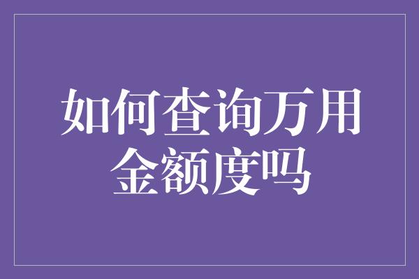 如何查询万用金额度吗