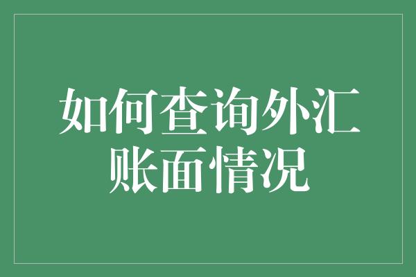 如何查询外汇账面情况