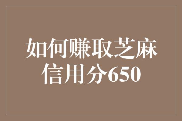 如何赚取芝麻信用分650