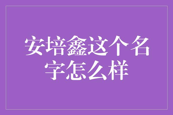 安培鑫这个名字怎么样