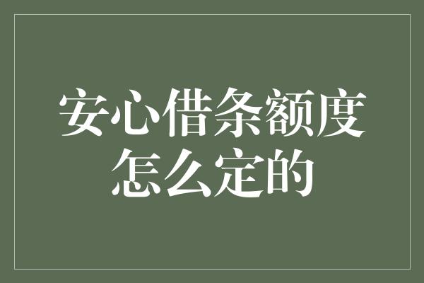 安心借条额度怎么定的