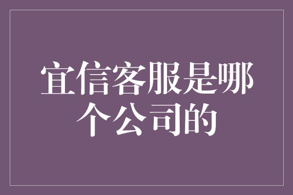 宜信客服是哪个公司的