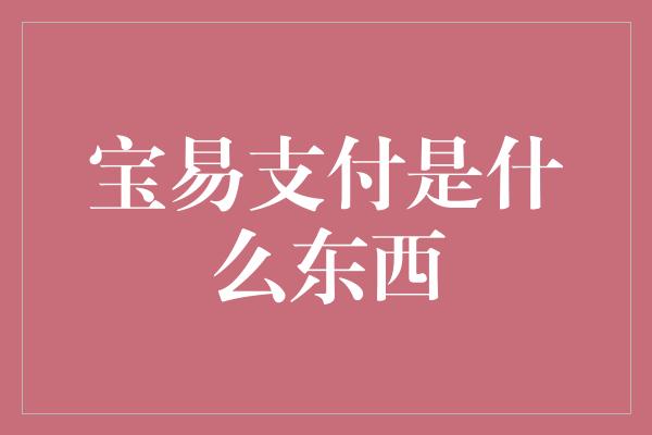 宝易支付是什么东西