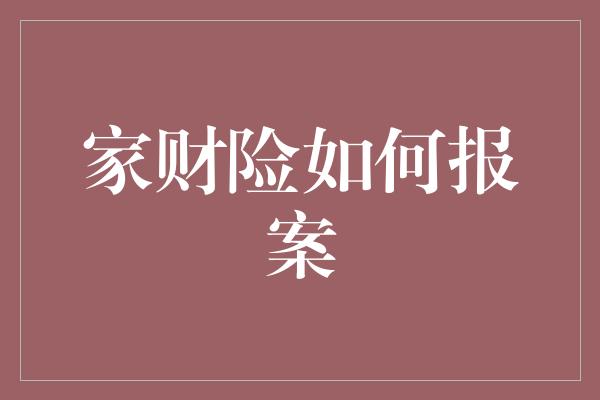 家财险如何报案