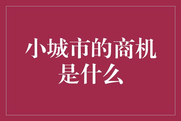 小城市的商机是什么