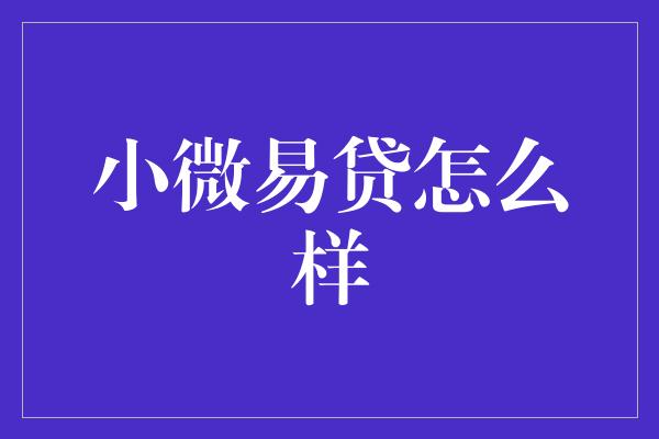 小微易贷怎么样