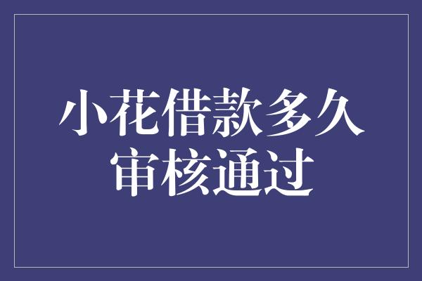 小花借款多久审核通过