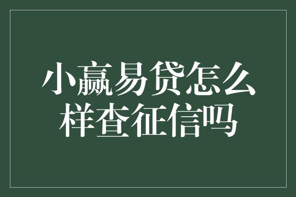 小赢易贷怎么样查征信吗