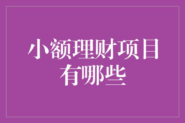 小额理财项目有哪些