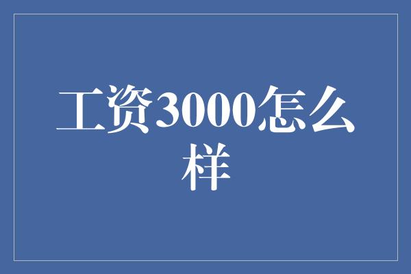 工资3000怎么样