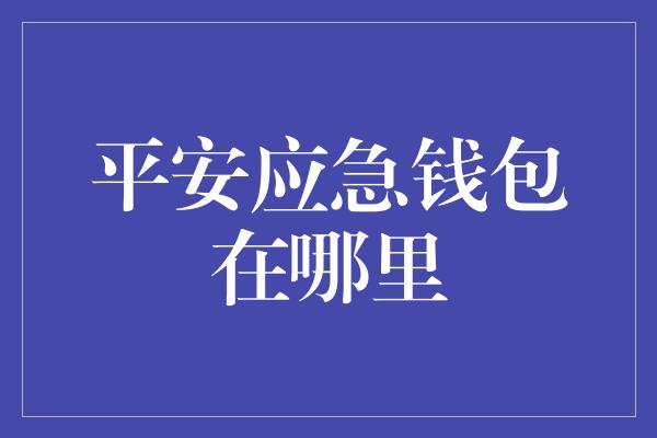 平安应急钱包在哪里