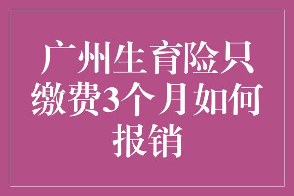 广州生育险只缴费3个月如何报销