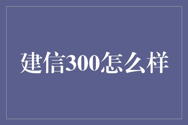 建信300怎么样