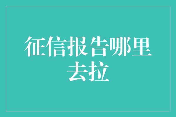 征信报告哪里去拉