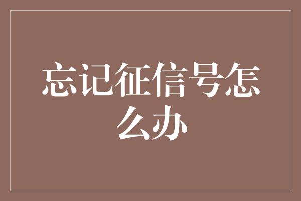 忘记征信号怎么办