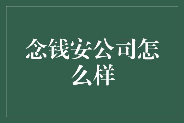 念钱安公司怎么样