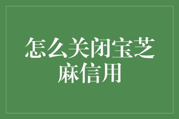 怎么关闭宝芝麻信用