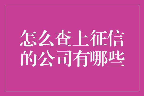 怎么查上征信的公司有哪些