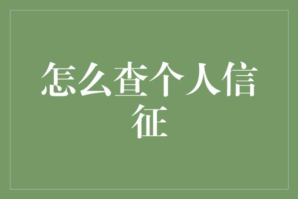 怎么查个人信征