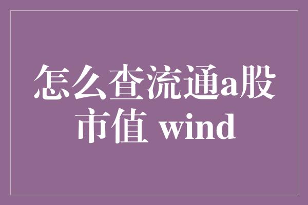 怎么查流通a股市值 wind